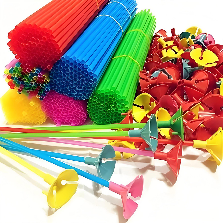 Balloon Support Rod Colorful Bracket 32cm Transparent 40cm Tow Rod Plastic Movable Decorative Balloon Accessories Support Rod Drag