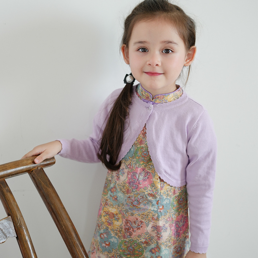 Кросс-бордерный новый корейский стиль, кардиган с круглым вырезом для девочек, большой детский свитер, тонкая летняя рубашка для кондиционера