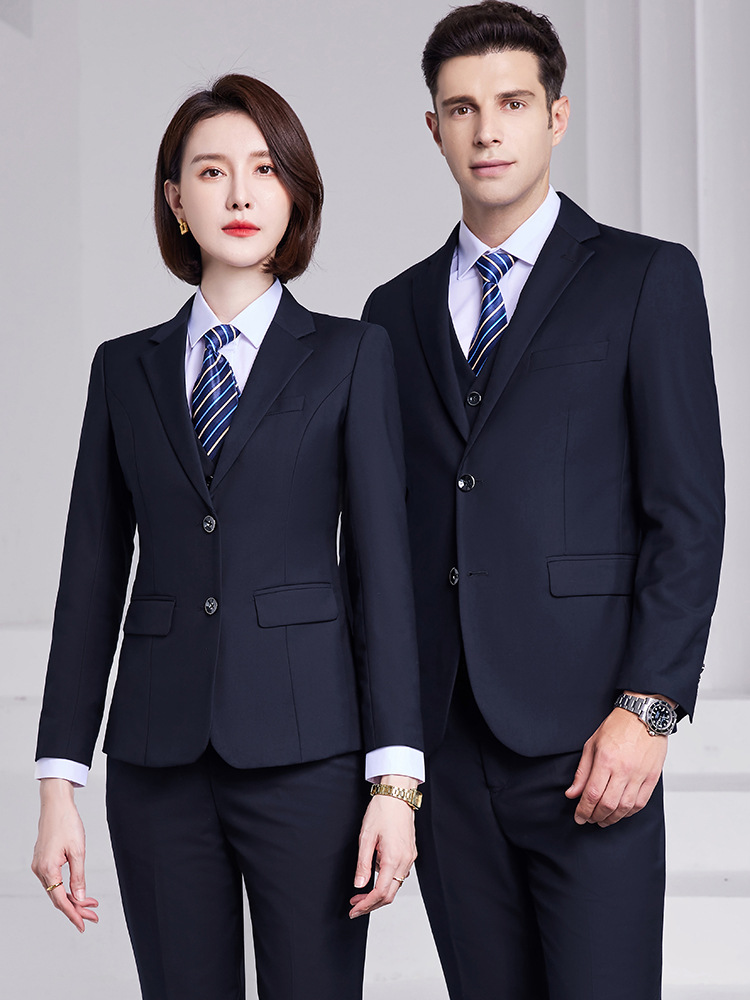 Unit Civil Servant Men and Women Same Style Professional Black Suit Summer Career College Student Company Interview Overalls