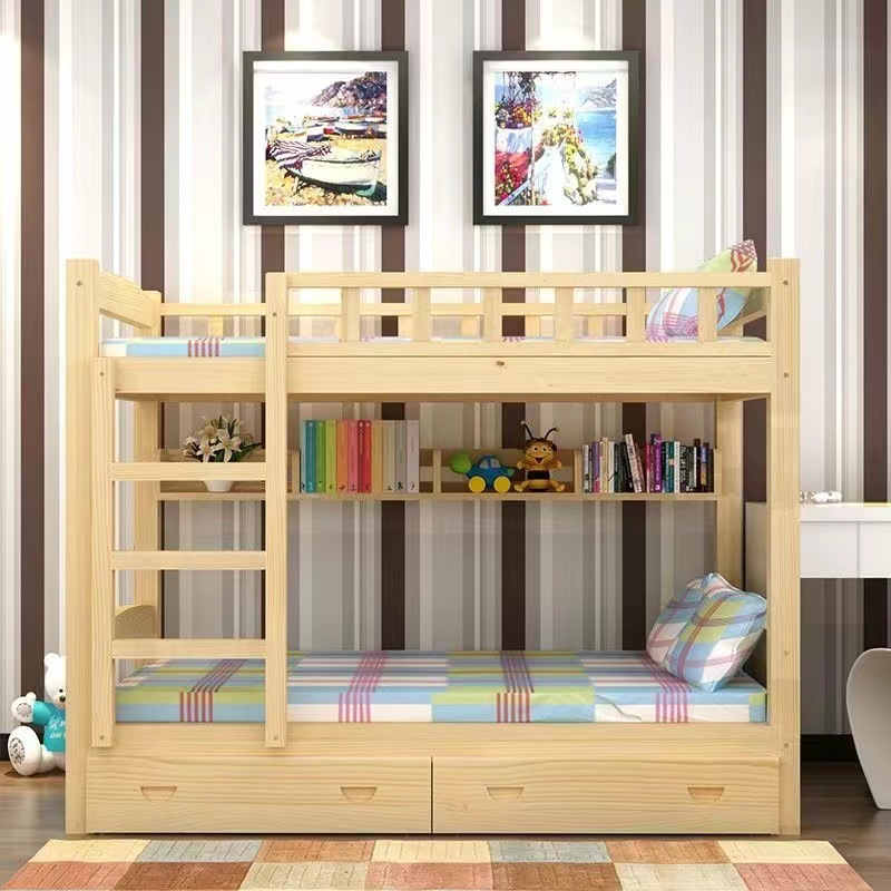 Solid Wood Adult High and Low Beds, Bunk Beds, Children's Beds, Dormitory Beds, Elevated Mother-Child Beds, Children's Double-Layer Pine Beds Factory
