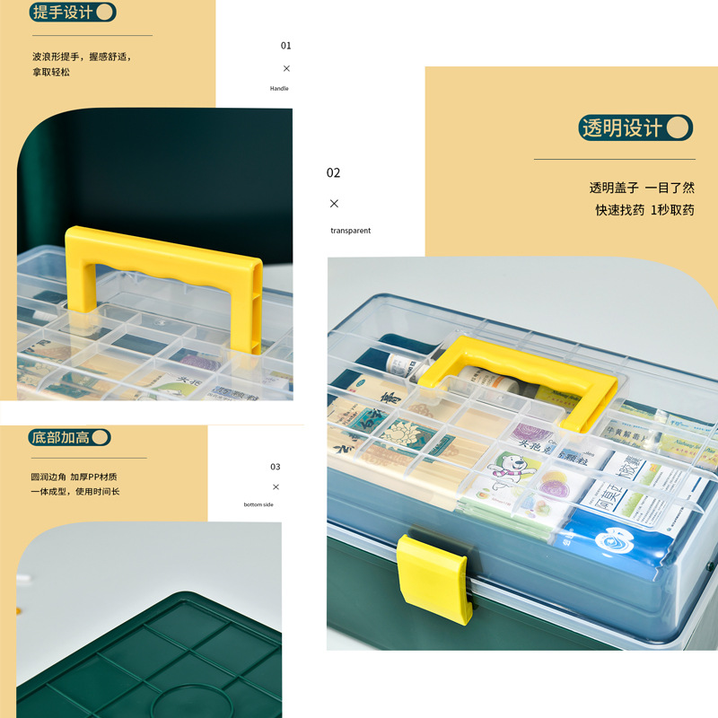 Portable Plastic Multi-Layer Medicine Box Portable Folding Storage Box Extra Large Toy Box Storage Box Household Medicine Box