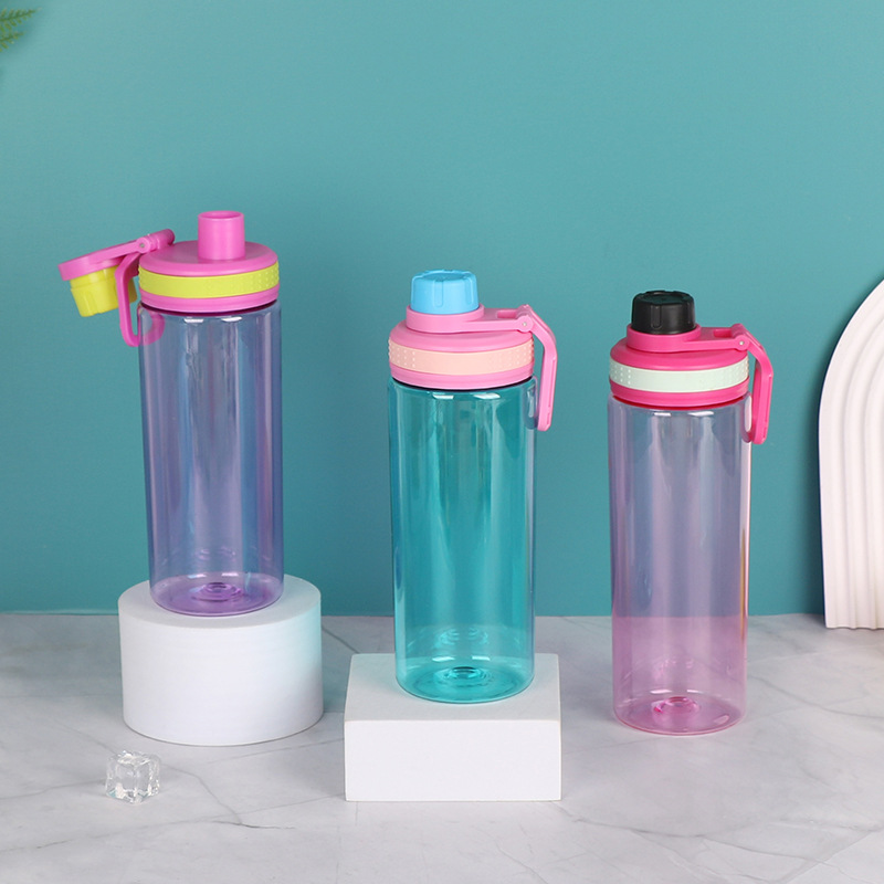 Cross-border Color Transparent Water Cup Portable Fashion Couple Plastic Cup Men's and Women's Outdoor Sports Water Cup Space Cup