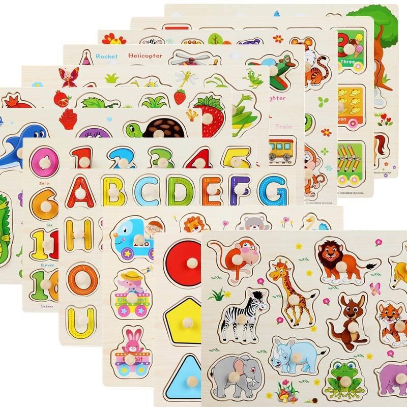 3D Puzzles Wooden Learning Toys for Kids Alphabet Animal