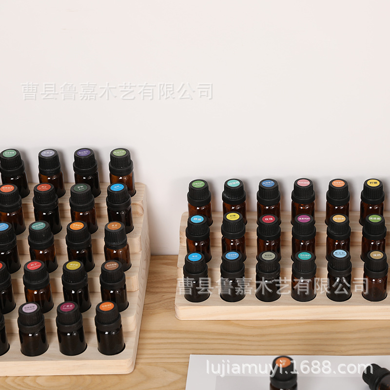 Spot Wooden Essential Oil Rack Multi-Layer Porous 10ml Essential Oil Storage Rack Organizer Display Rack Factory Direct Sale