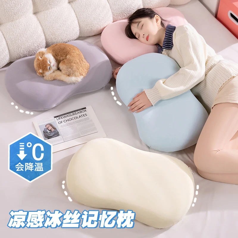 Ice Silk Memory Foam Single Cervical Pillow Office Nap Pillow Student Dormitory Sleep Nap Pillow Cross-border