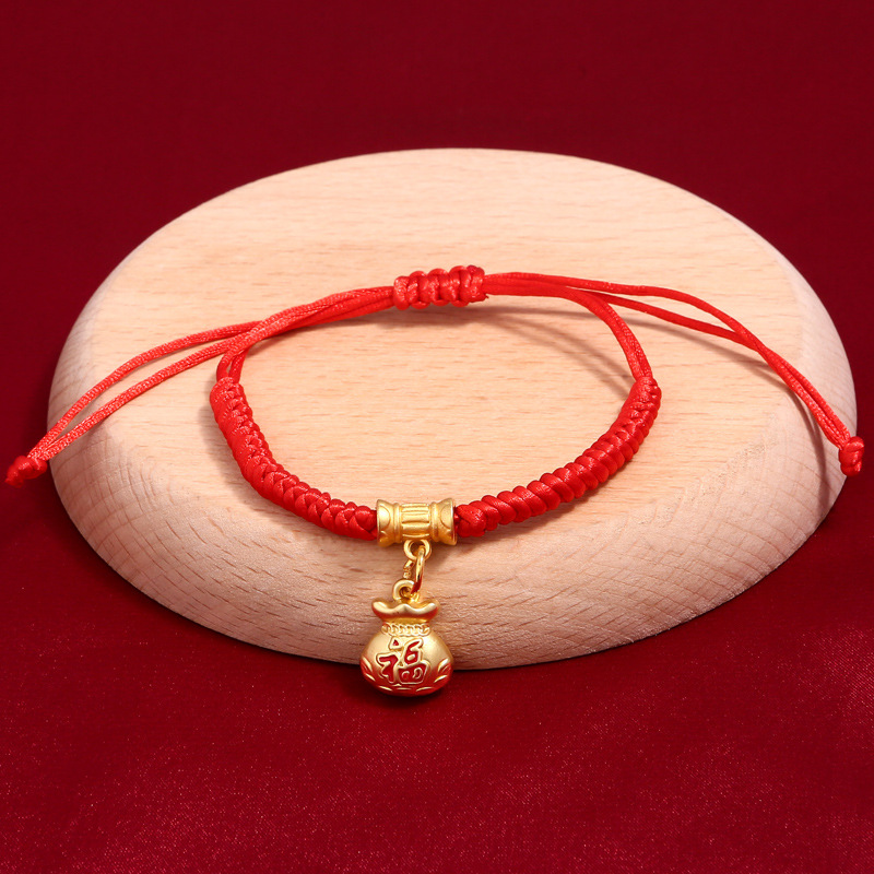 Awakening Lion Red Rope Bracelet Benmingnian Red Rope Hand Rope Auspicious Lucky Adjustable Koi Bracelet Handmade Braided Chain