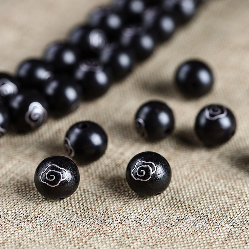 Эбеновое дерево инкрустированное серебром с шелковыми бусинами Сяньюнь, красное сандаловое дерево с инкрустацией Руй, бусины в форме ведра, круглые бусины, аксессуары для DIY, бусины для игры