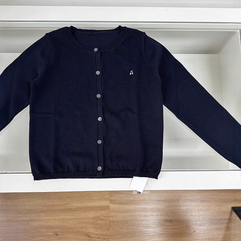 2024 Новая девочка вишневая вышивка корейский кардиган для девочки стиль колледжа длинный рукав хлопковый свитер осень и зима