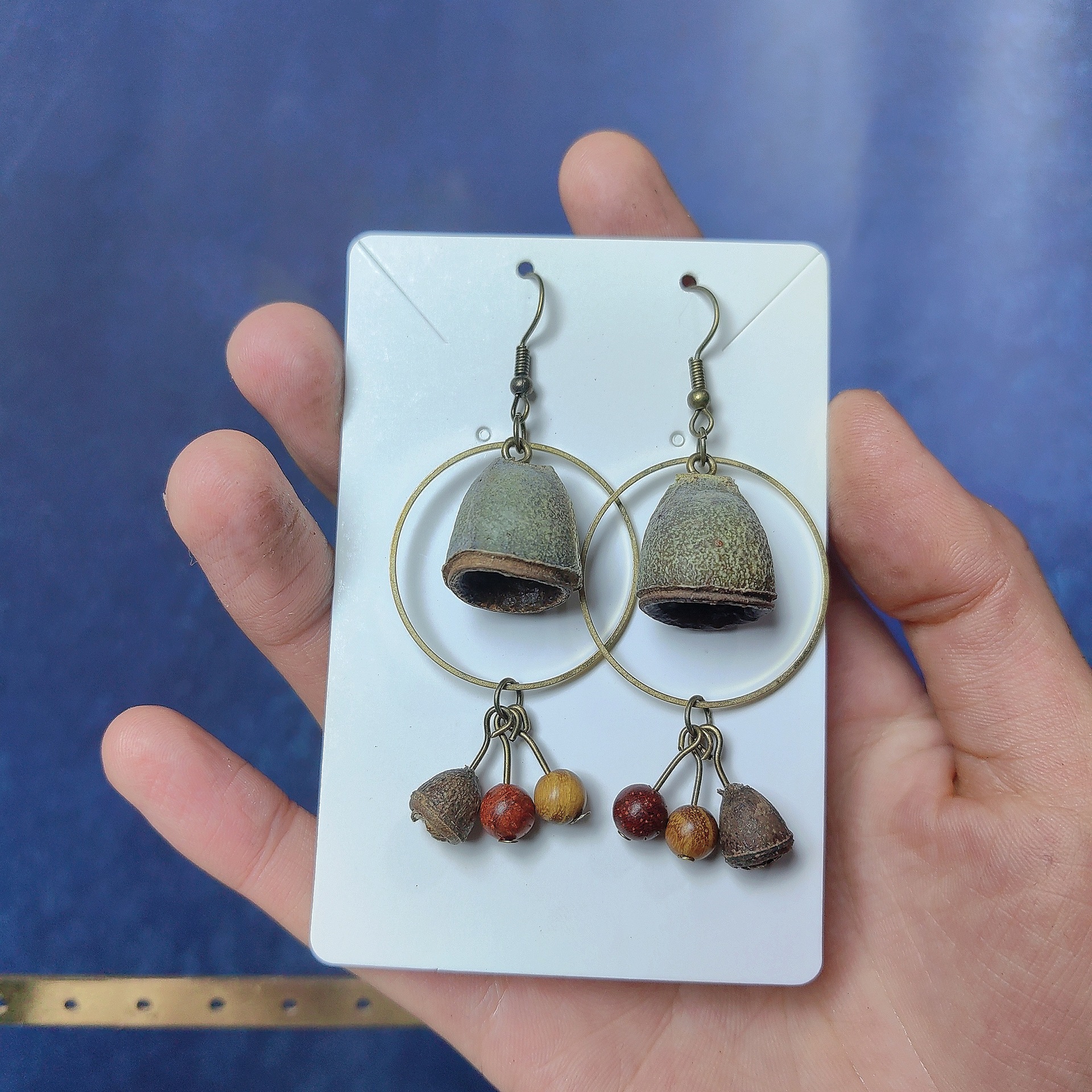 Original Mori Natural Plant Dried Fruit Earrings Personalized Design Wooden Vintage Earrings Earrings Handmade Earrings