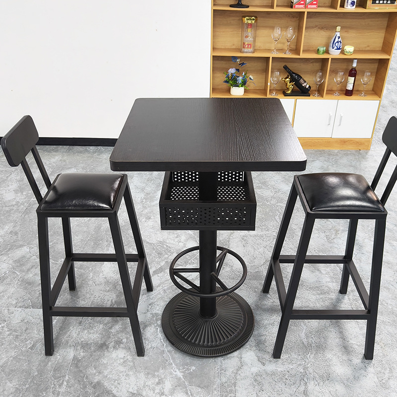 酒吧散台酒吧桌椅组合复古简约高脚桌静吧清吧KTV靠墙吧台现货