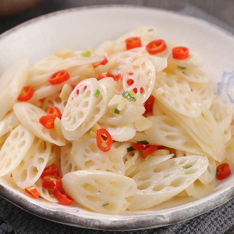 Honghu Special Stir-fried Lotus Root Tip 400g Non-cutting Stir-fried Cold Food Lotus Root Slices Stir-fried Instant Stir-fried Lotus Root Tip Batch