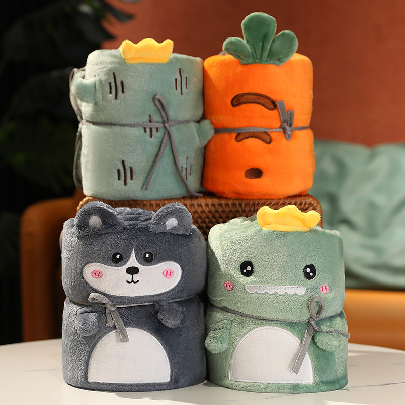 Cartoon Coral Velvet Small Blanket, Pet Flannel Air Conditioning Blanket, Kidsren's Summer Nap Blanket, Gift Blanket