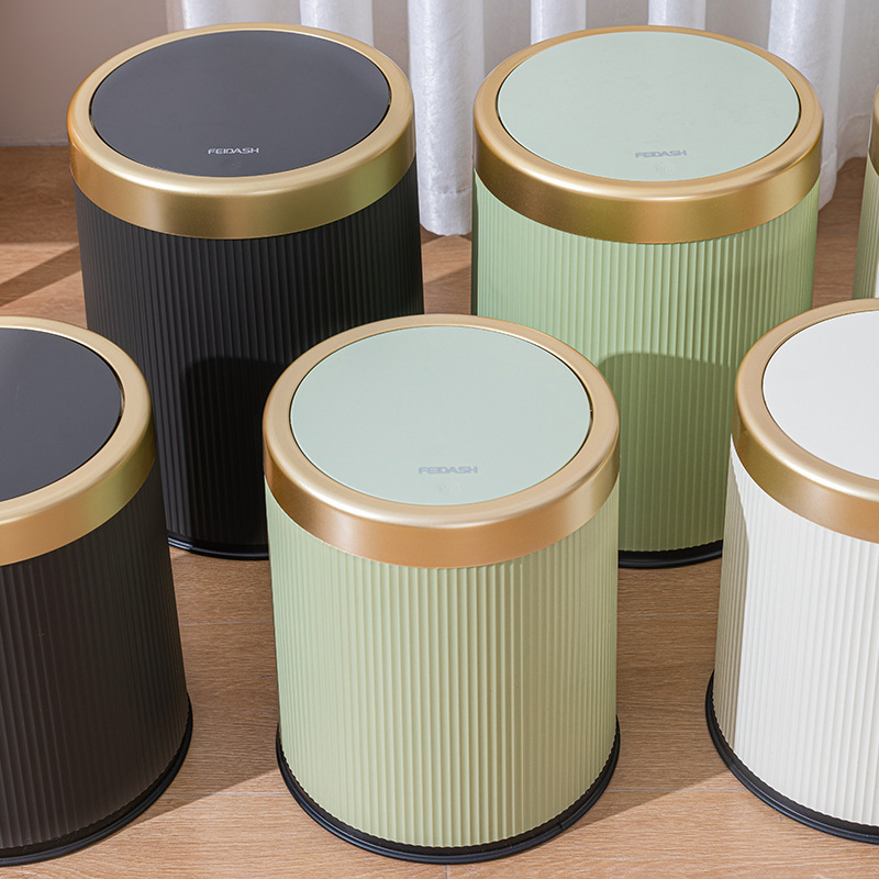 Press-Type Large-Capacity, High-Looking, Light-Luxury Press-Type Household Living Room, Kitchen, Bathroom and Toilet Trash Can with Lid