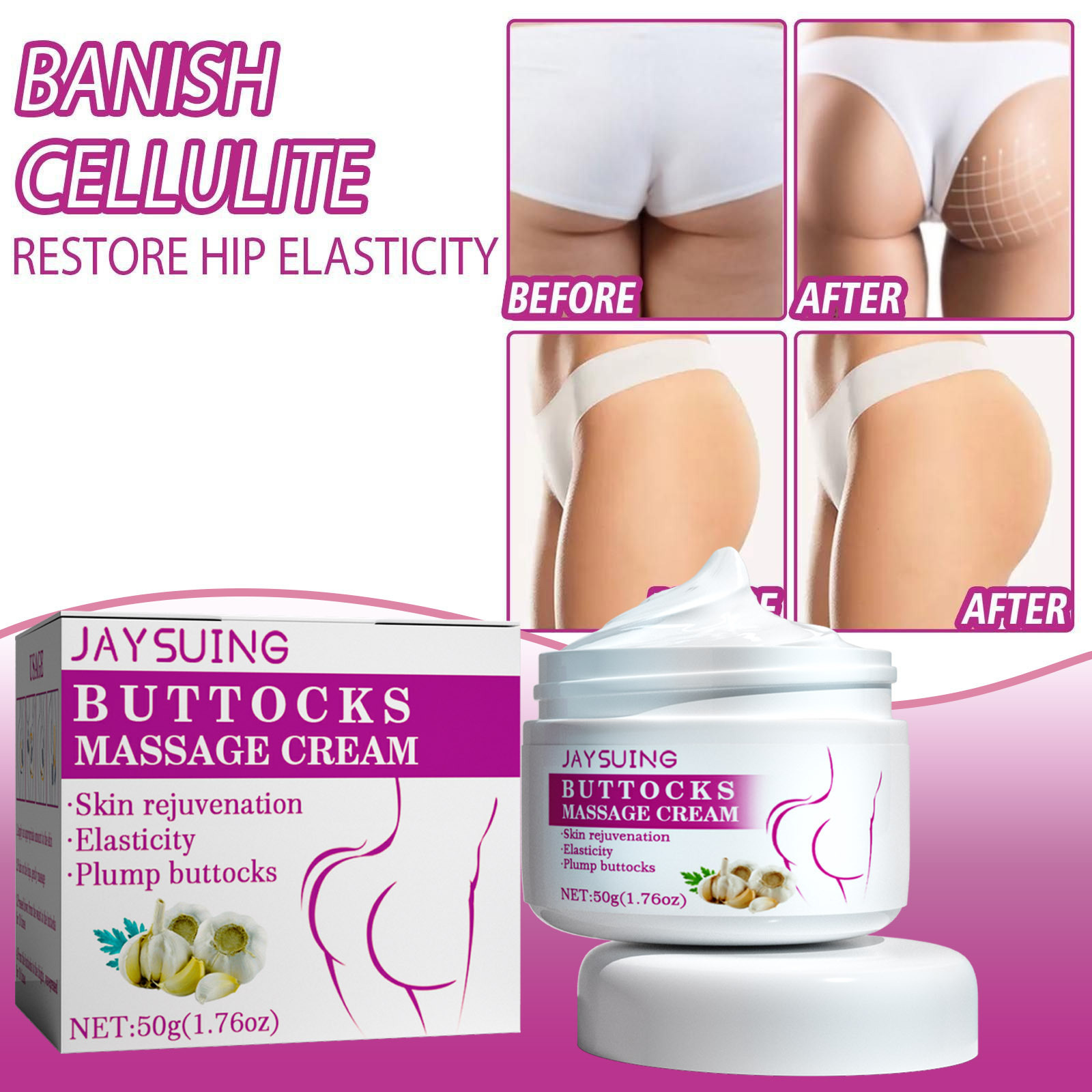 Jaysuing Garlic Hip Cream Tight Lifting Hip Peach Hip Shaping Beauty Hip S Curve Hip Care Cream