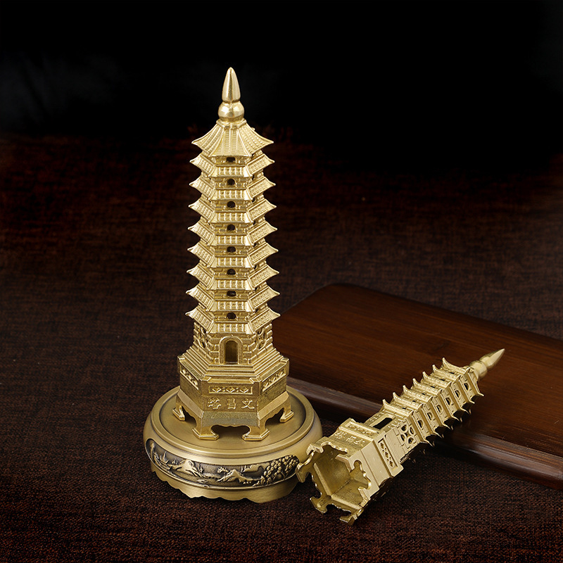 Wenchang Tower Ornaments Pure Brass Seven-layer Nine-layer Thirteen-layer Study Desktop Decoration Crafts Factory Wholesale