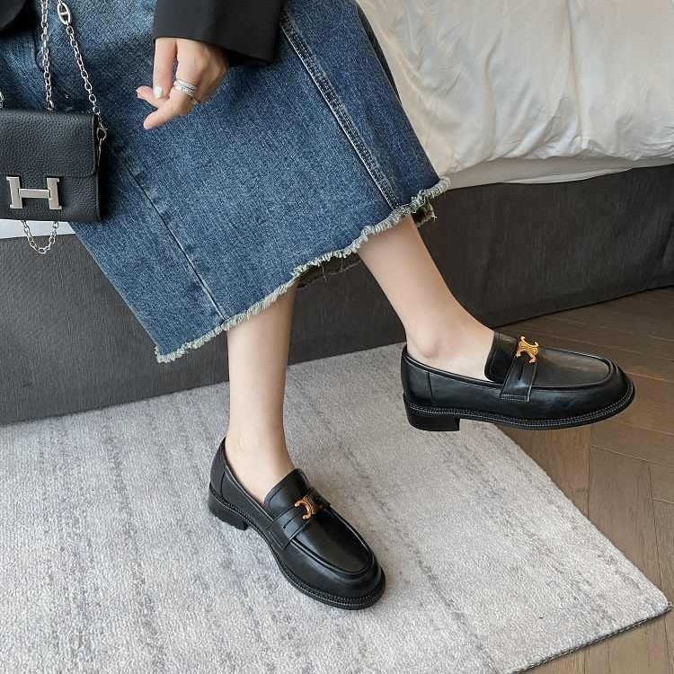 Лоферы из натуральной кожи Arc de Triomphe для женщин, весна-осень 2024 года, новый британский стиль, chunky heel, ретро маленькие кожаные туфли, обувь для коммутирования