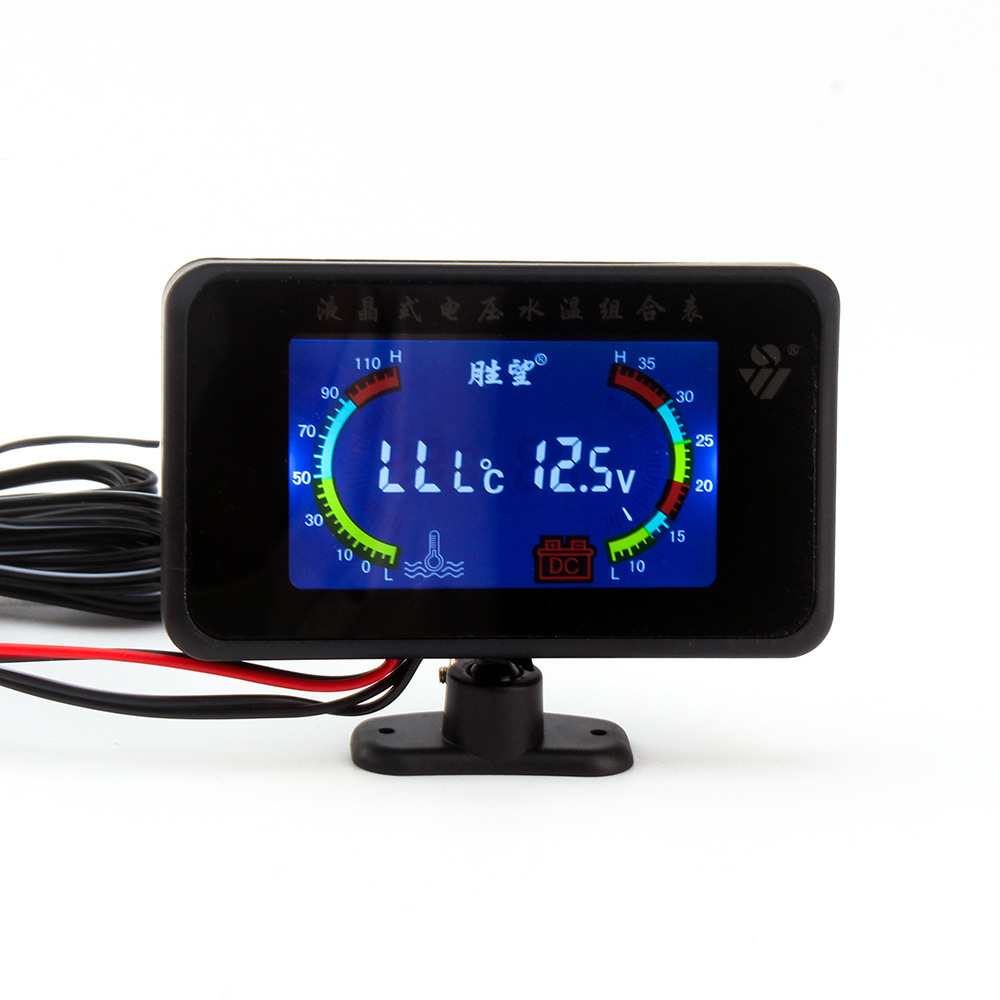 12V24V Car Modified Lcd Water Temperature Voltage Combination Meter Alarm High Precision Digital Water Temperature Meter