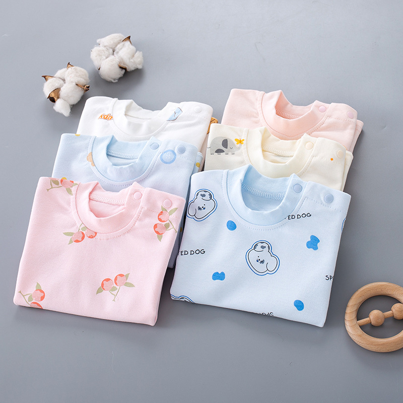 Wholesale baby clothes autumn clothes single underwear base coat cotton category A seamless stitching shoulder open base coat