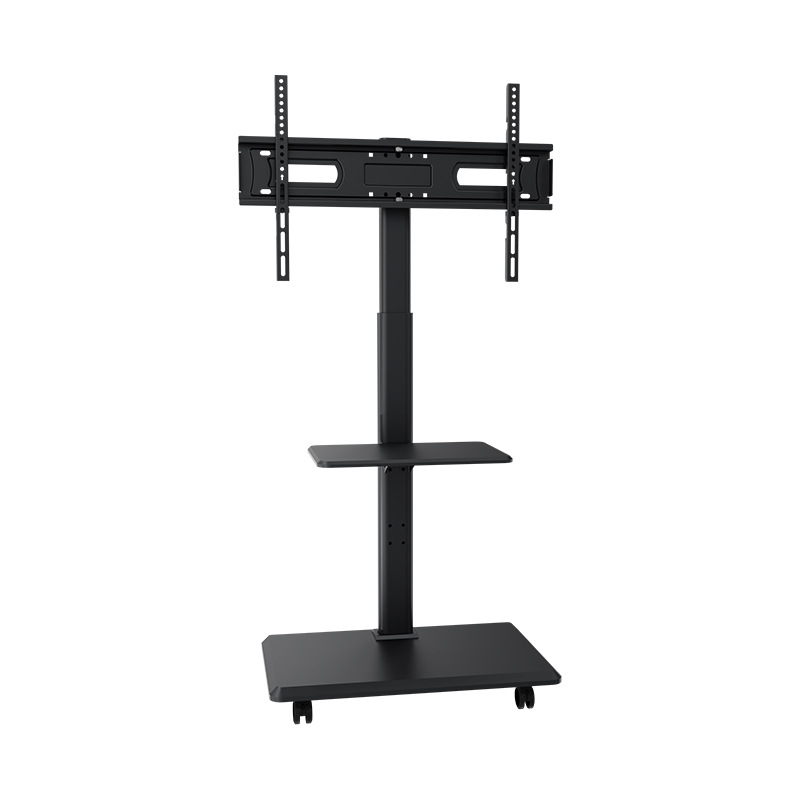 Universal TV floor stand mobile wheeled solid wood art all-in-one trolley rack suitable for 55/65/70 inches