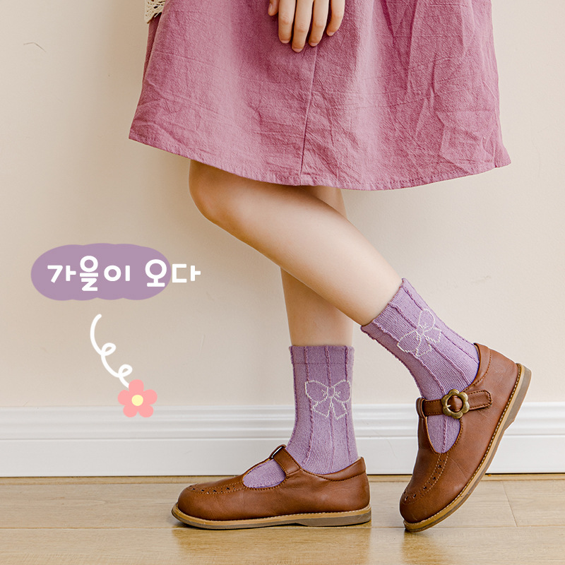 New autumn children's socks wholesale boys and girls socks cartoon socks large children's solid color cotton socks student socks