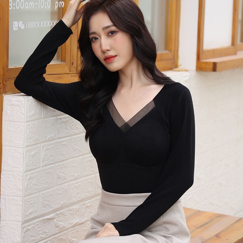 8805 Графеновая термобелье для женщин, длинный рукав, базовая рубашка, без бюстгальтера, горячий термальный топ