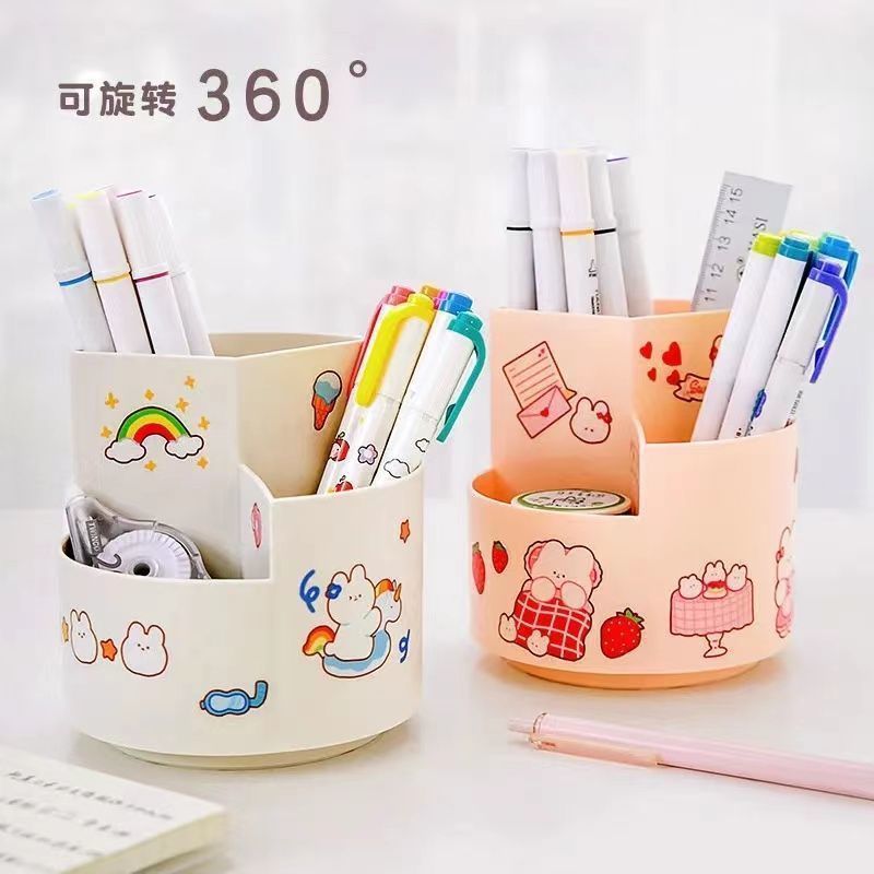 360 degrees rotatable pen holder ins style high-looking desktop office large capacity storage box Rotary storage Holder