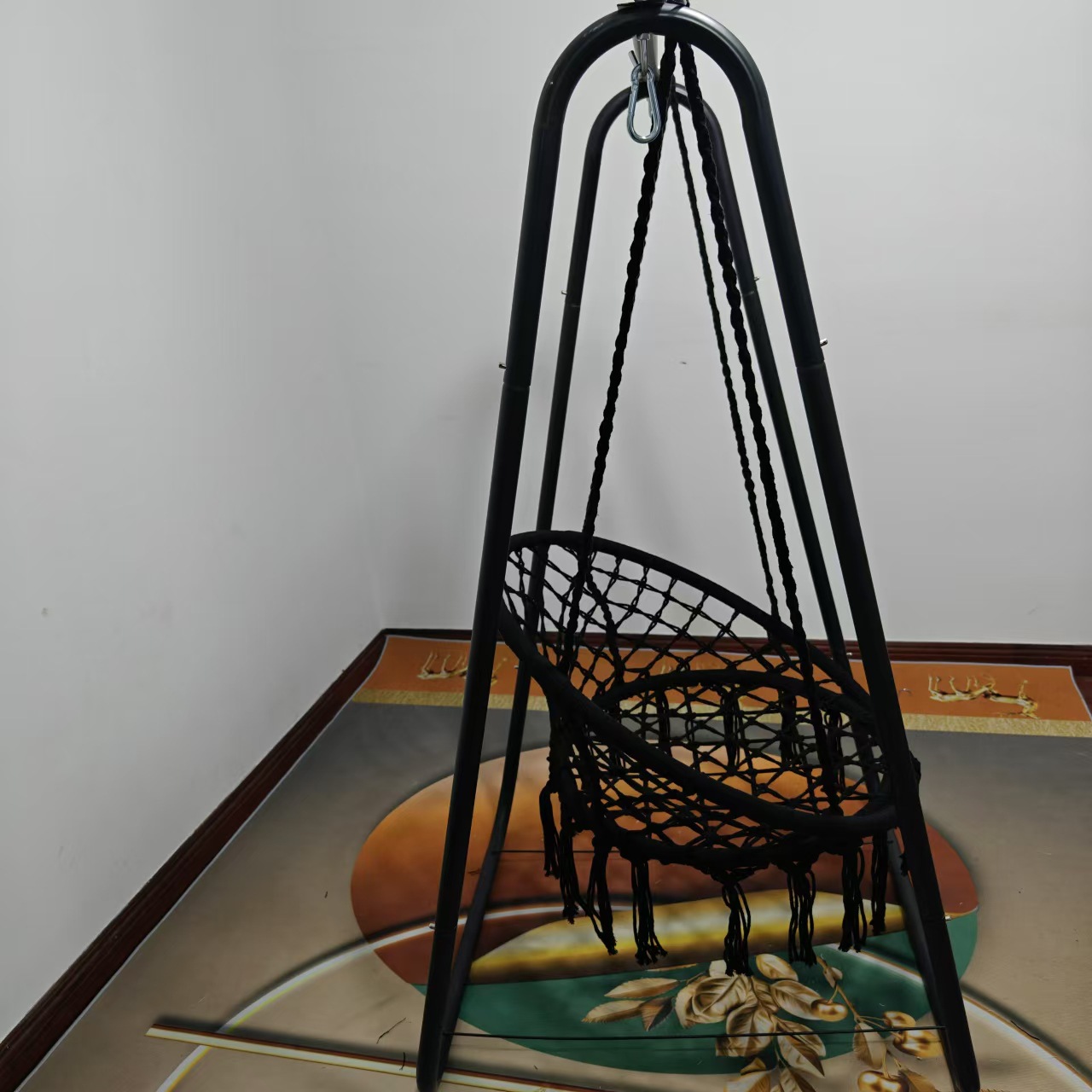 Hanging Basket Hanging Chair Indoor Single Person Household Balcony Swing Net Basket Cotton Rope Woven Rattan Chair Tassel Swing Lazy Chair