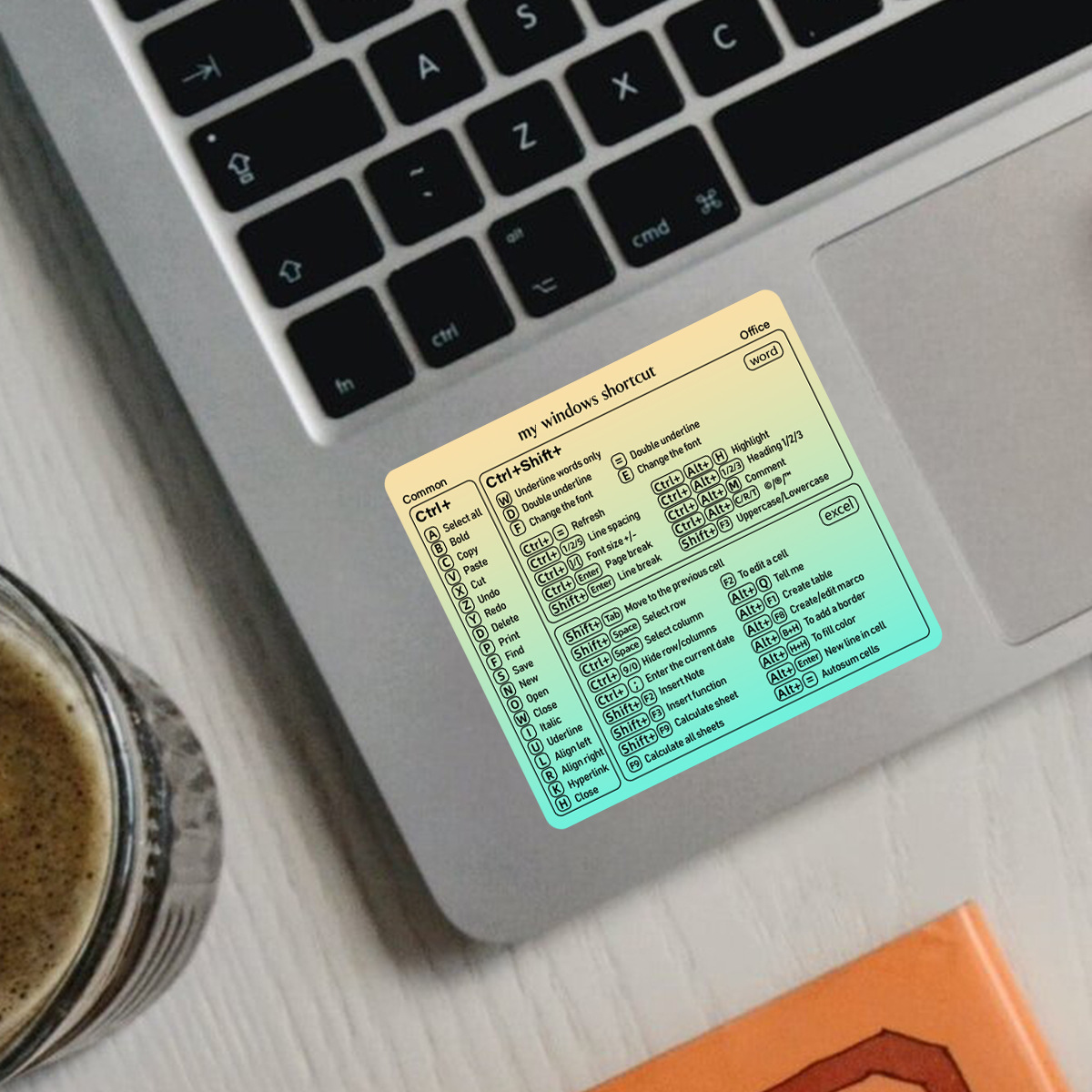 Amazon Cross-Border Popular Laptop Sticker Transparent Cartoon Personalized Reference Shortcut Key Sticker Dustproof and Scratchproof