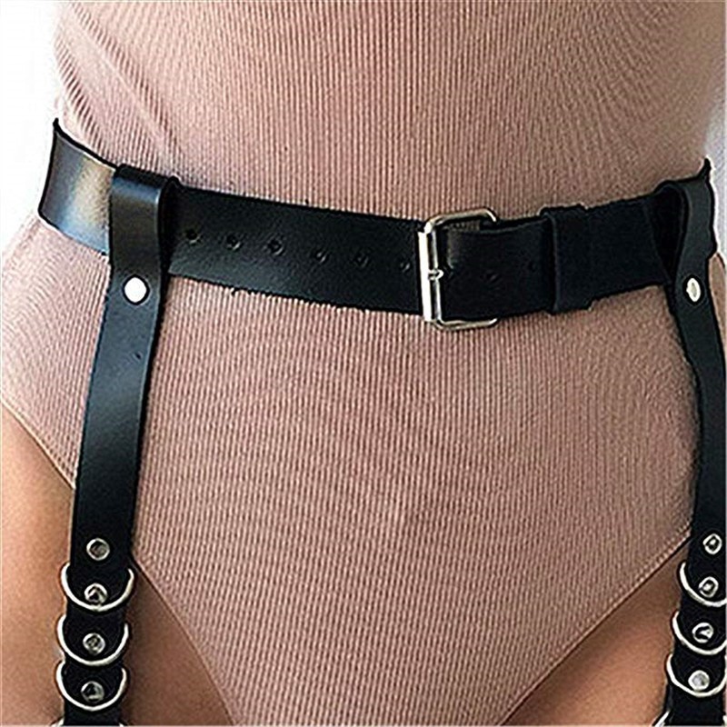 European and American Harajuku Belt Leg Ring Integrated Personality Leg Ring Leather Belly Tinting Strap Belt Belt