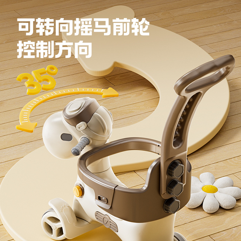 Baby Rocking Horse Wooden Horse Toy Kidsren's Rocking Horse Yo-Yo Car Two-In-One Anti-Fall Baby Rocking Car First Year Gift