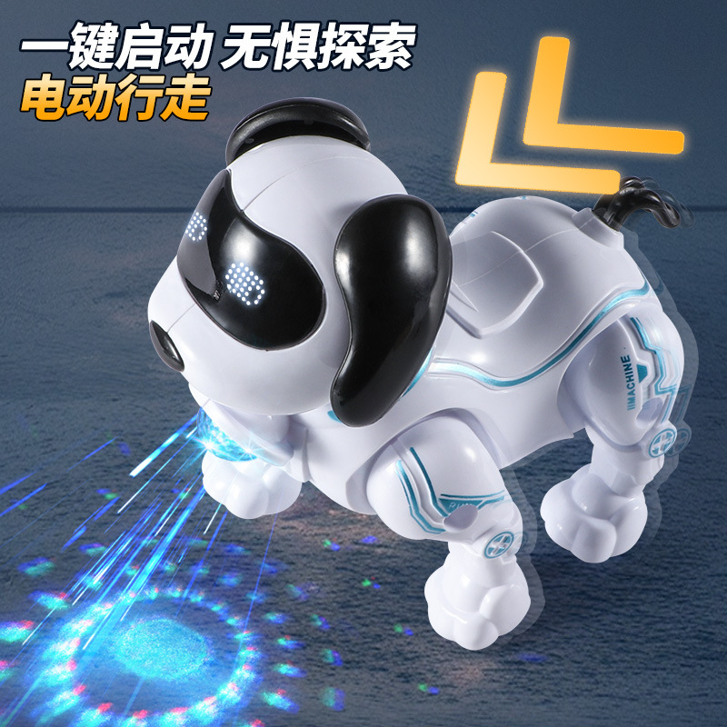 Children's Electric Toy Leash Pet Dog Can Walk and Glow with Sound Effect Mechanical Dog Stall Wholesale Traction Toy