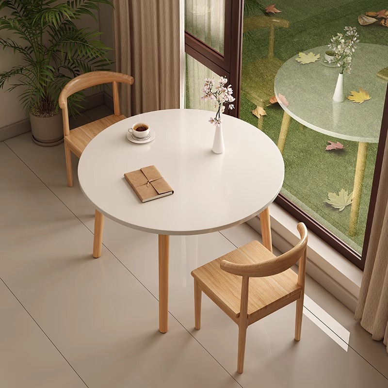 Solid Wood Color Dining Table Round Table Household Small Apartment Dining Table Modern Simple Square Table Square Negotiation Table and Chair Combination