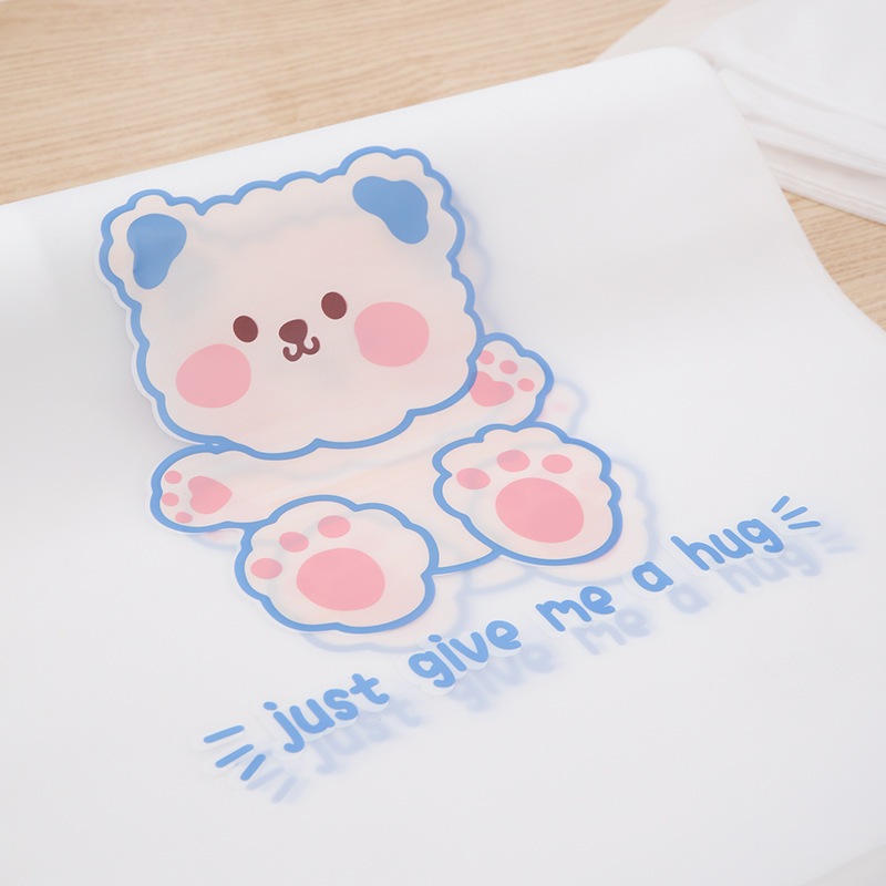 Clothes Storage Bag Kindergarten Travel Underwear Socks Zipper Bag Cartoon Transparent Frosted Clothing Packaging Bag Cute