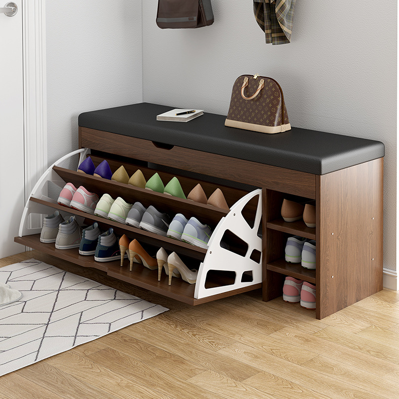 Tipping Bucket Shoe Changing Stool Home Door Shoe Cabinet Sit-Down Shoe Changing Stool Entrance Stool Popular Entry Soft Bag Cushion Shoe Rack
