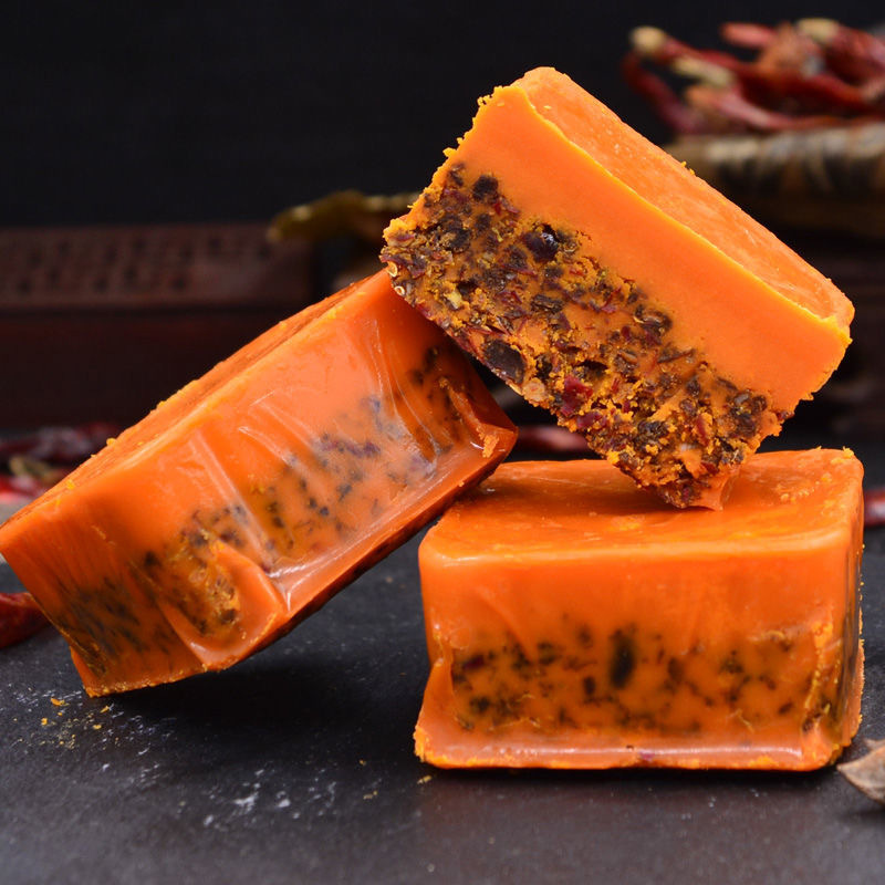 Chongqing Hot Pot Base Butter Hot Pot Seasoning 50g Balm Red Commercial Whole Box Wholesale Small Pieces Small Package Free Shipping