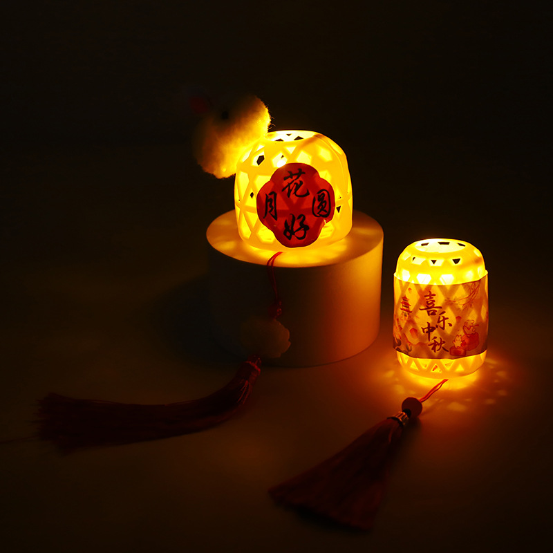 New year handmade DIY lantern festival lantern accessories Dragon year hollow Luminous lantern imitation bamboo mini Lantern