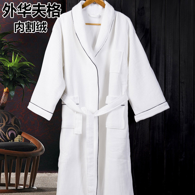 Hotel Bathrobe Cotton Custom Cut Velvet Waffle Terry Nightgown Custom Homestay Hotel Five-star Hotel Bathrobe