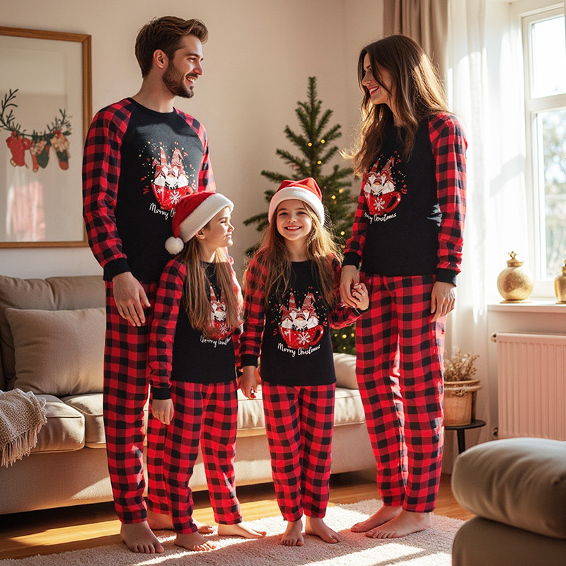 Рождественские пижамы с принтом в европейском и американском стиле, новые комплекты для всей семьи, уютные домашние комплекты, одежда для отдыха для трансграничных продаж