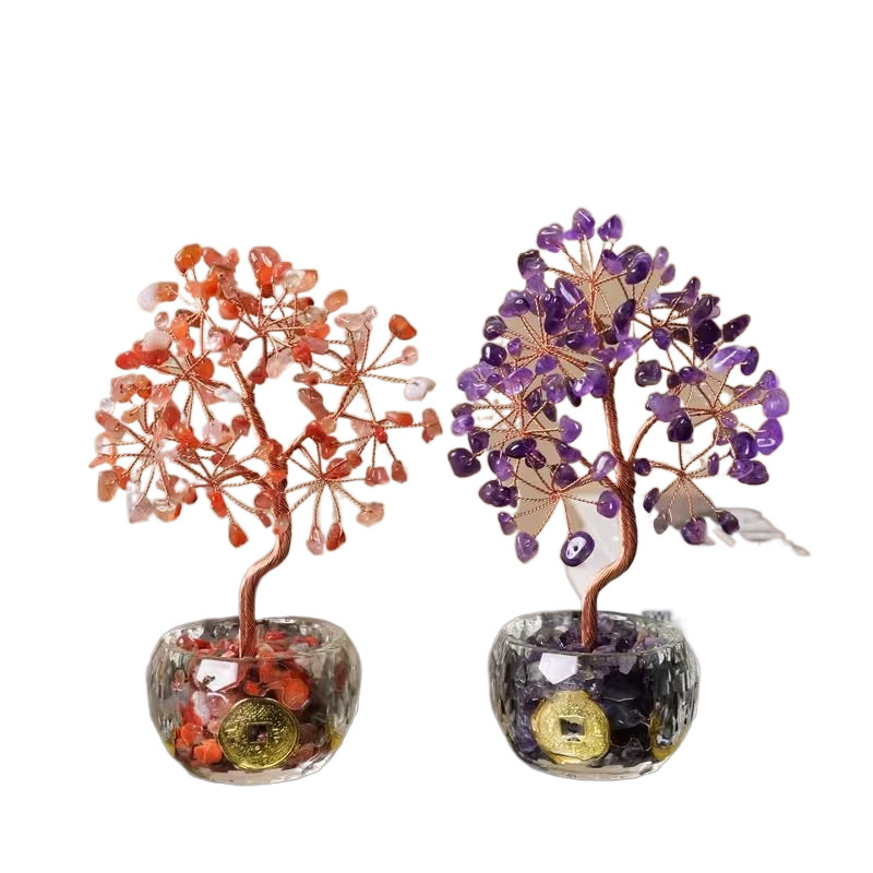 Natural Crystal Money Tree Home Living Room Office Desktop Workstation Decoration Creative Ornaments Fortune Tree