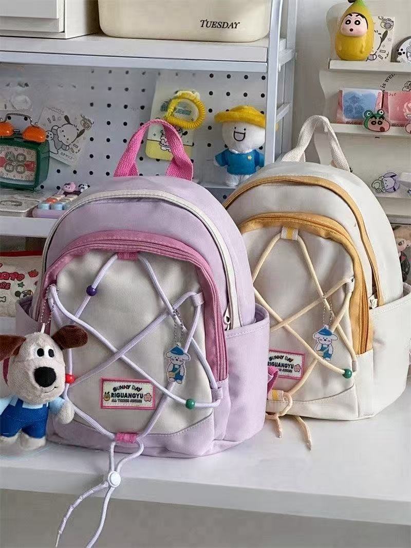 Small Fresh Girl All-match Small Schoolbag Spring Outrage Lightweight Small Backpack Small Contrast Color Primary School Student Backpack