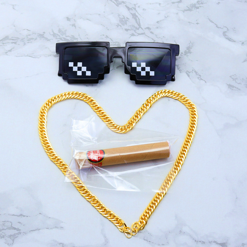 Square Mosaic Glasses Two-dimensional Personalized Pixel Funny Sunglasses One-piece Double-row Mosaic Sunglasses