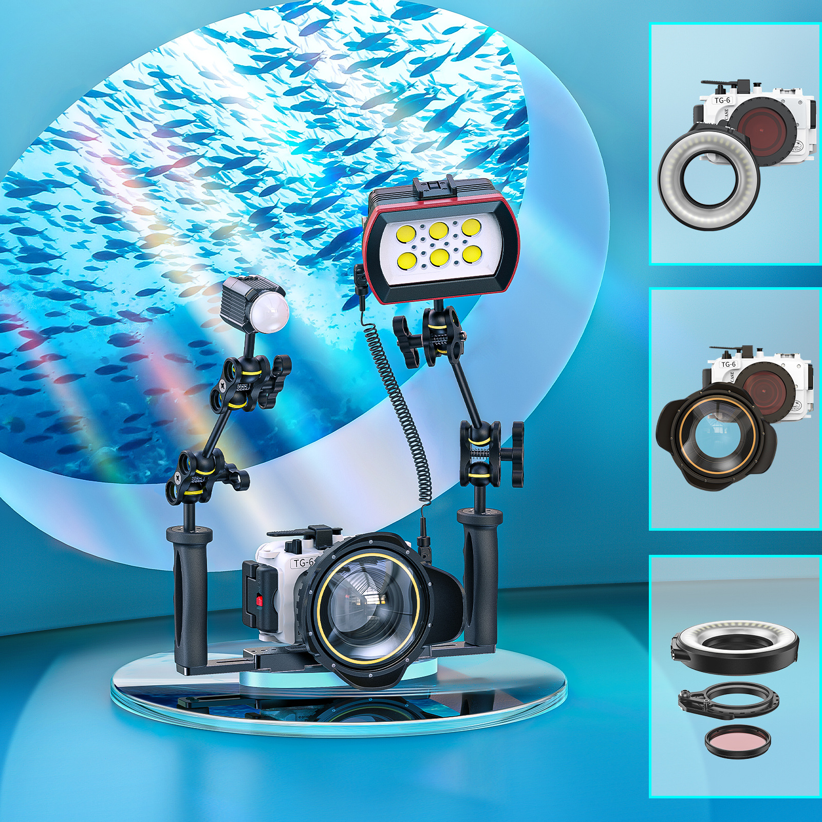 Cross-border metal plastic handle diving bracket SLR micro single gopro sports camera underwater photography accessories