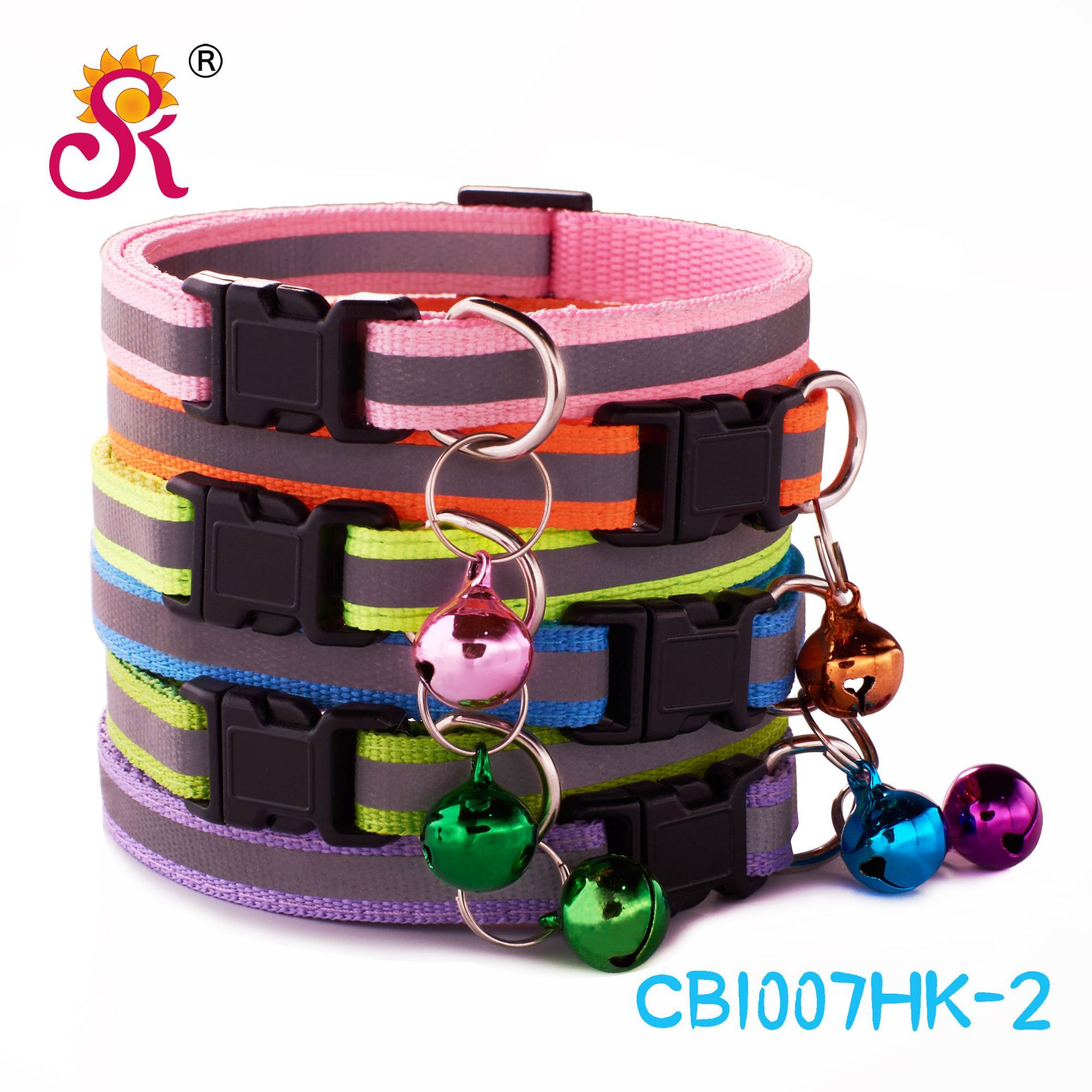 Black buckle reflective collar patch bell collar pet dog collar cat collar Bell large spot factory