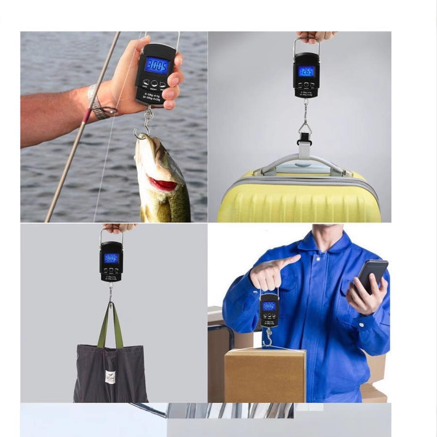 Portable Handheld Scale Luggage Scale 50kg Hook Scale Fishing Scale with Tape Measure Food Buying Scale Hook Scale Amazon