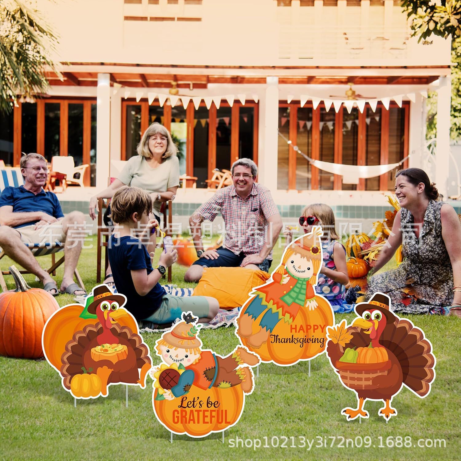 Thanksgiving, Scarecrow Pumpkin Yard Sign with Stake Thanksgiving Decor Outdoor Fall Pumpkin Garden, Lawn