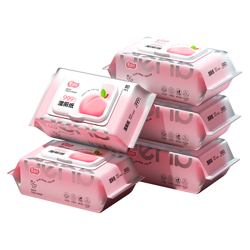 Lovable wet toilet paper family affordable 80 large bags of household wet toilet paper towel wet towel paper wipe bottom wholesale