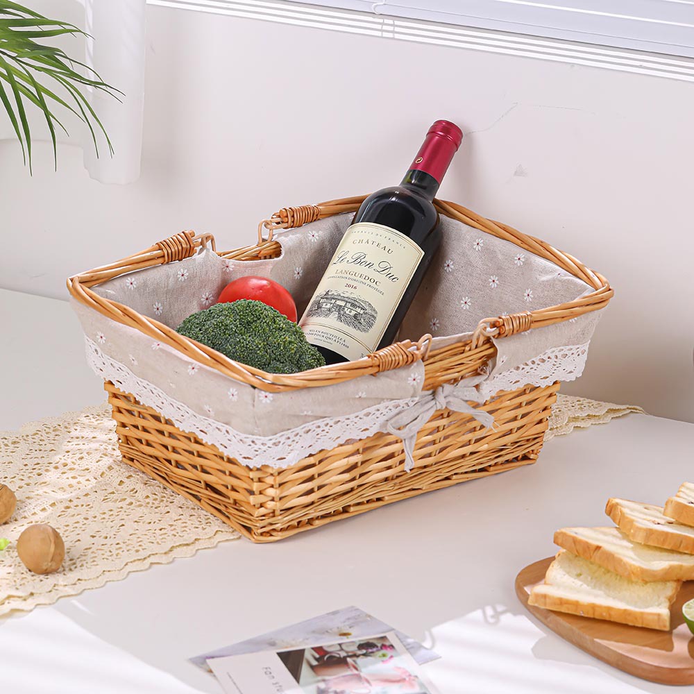 Preferred Rectangular Bread Fruit Snacks Rattan Fruit Basket Home Storage Wholesale