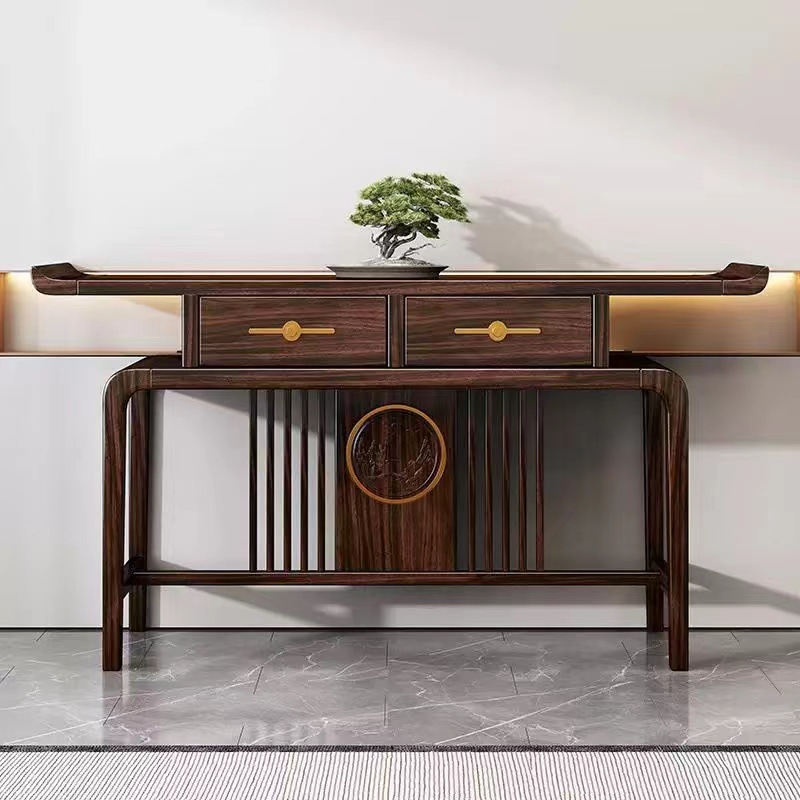 New Chinese Style Ebony All Solid Wood Antique Rack Living Room Hallway Duobaoge Tea Display Cabinet Zen Villa Tea Room