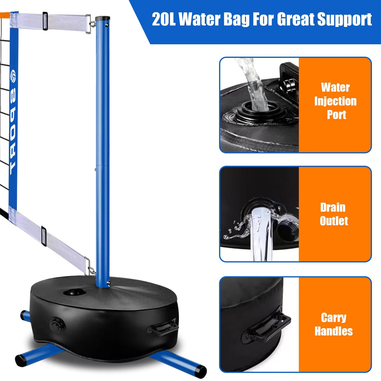 New outdoor indoor entertainment water volleyball net rack suit portable movable folding