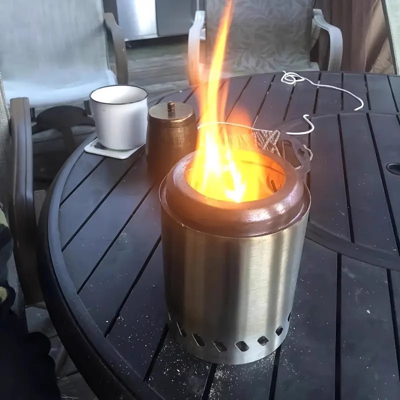 Outdoor Stainless Steel Round Firewood Stove Camping Bonfire Grill Grill Outdoor Grill Courtyard Stove Charcoal Stove